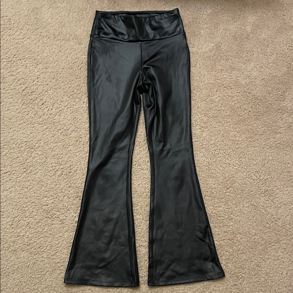 Art Class Black Faux Leather flare leggings